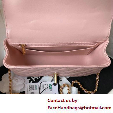 Chanel Lambskin, Strass  &  Gold-Tone Metal Small Flap Bag with Top Handle AS4362 Pink 2025